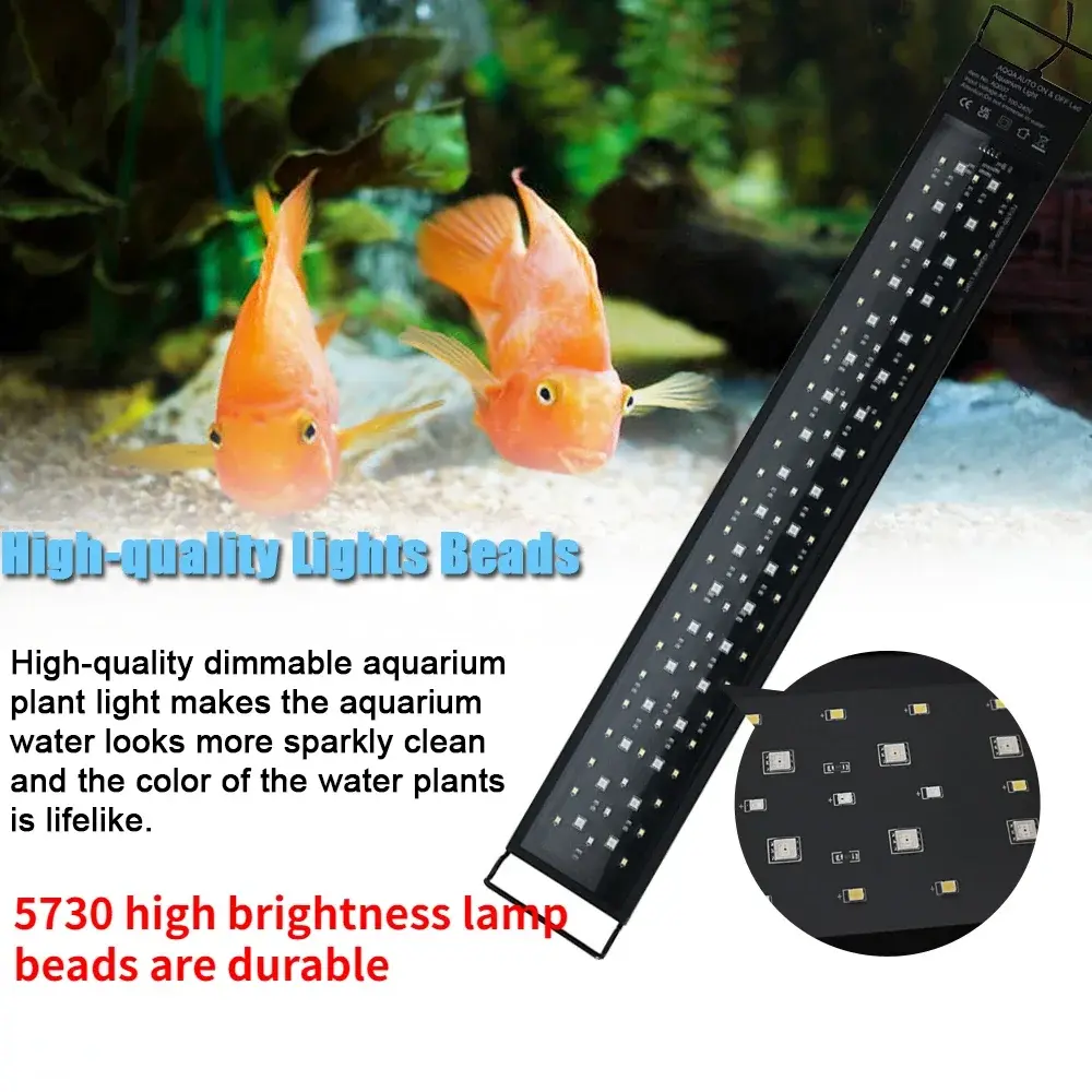 30-90CM Remote Control Aquarium Light Full Spectrum Plants Lighting Adjustable Brightness Fish Tank Led Light