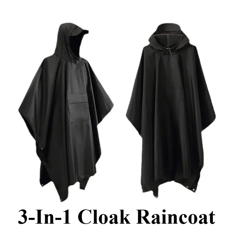 Outdoor 3-In-1 Raincoat Hooded Sleeve Waterproof Rain Poncho Camping Hiking Travel Rain Cover Tent Travel Fishing Rainwear New
