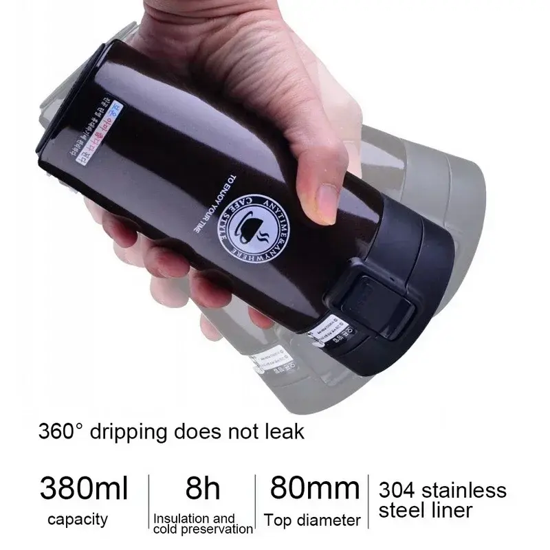 380/510ML Thermal Mug Double Wall Stainless Steel Coffee Cup Tea Vacuum Flask Thermos Water Bottle Leak-proof Thermos Mug Bottle