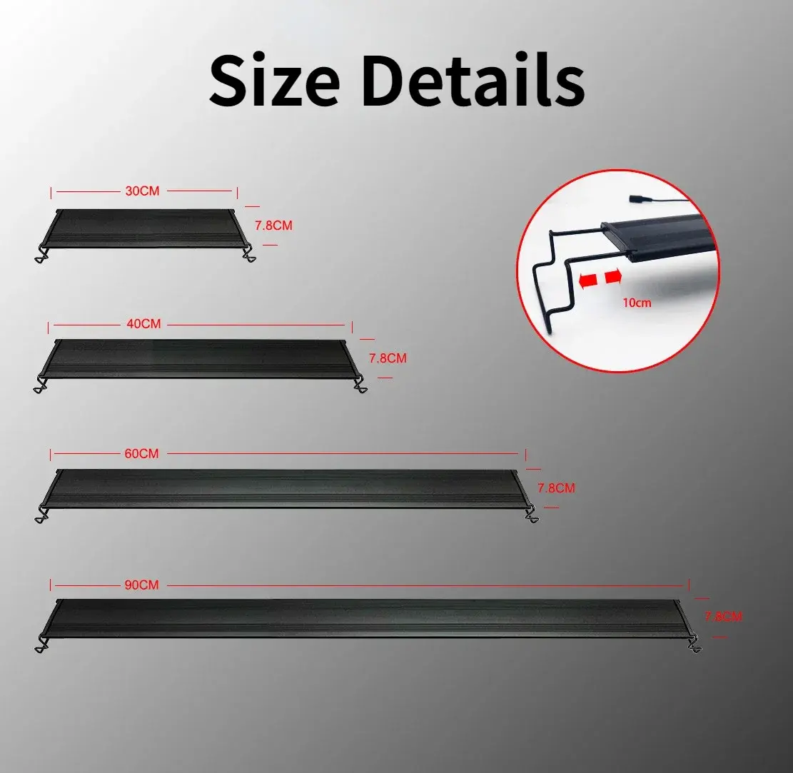 30-90CM Remote Control Aquarium Light Full Spectrum Plants Lighting Adjustable Brightness Fish Tank Led Light
