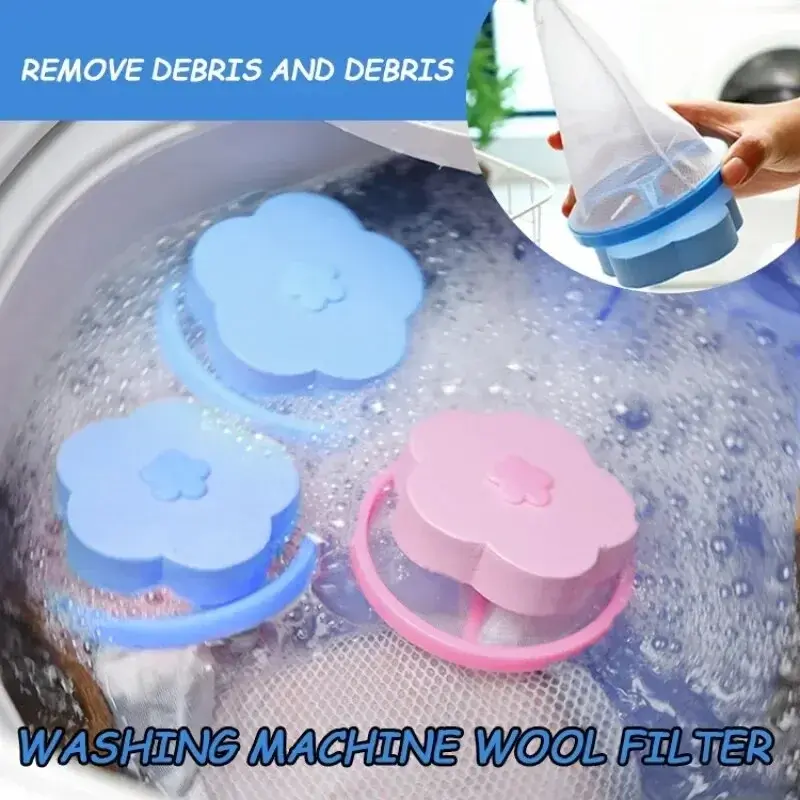 1-10pcs Washing Machine Floating Lint Filter Bag Reusable Laundry Ball Clothes Hair Cleaning Tools Hair Catcher Hair Remover