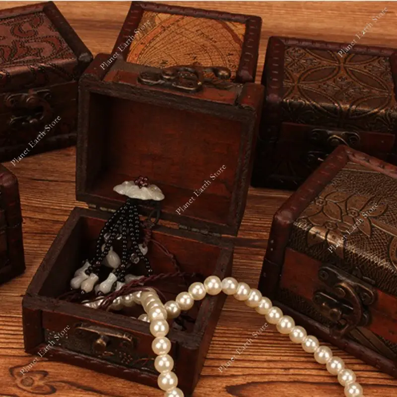 1Pc Vintage Jewelry Box with Mini Lock Little Treasure Chest Vintage Handmade Box for Storing Jewelry Treasure Pearl 2025