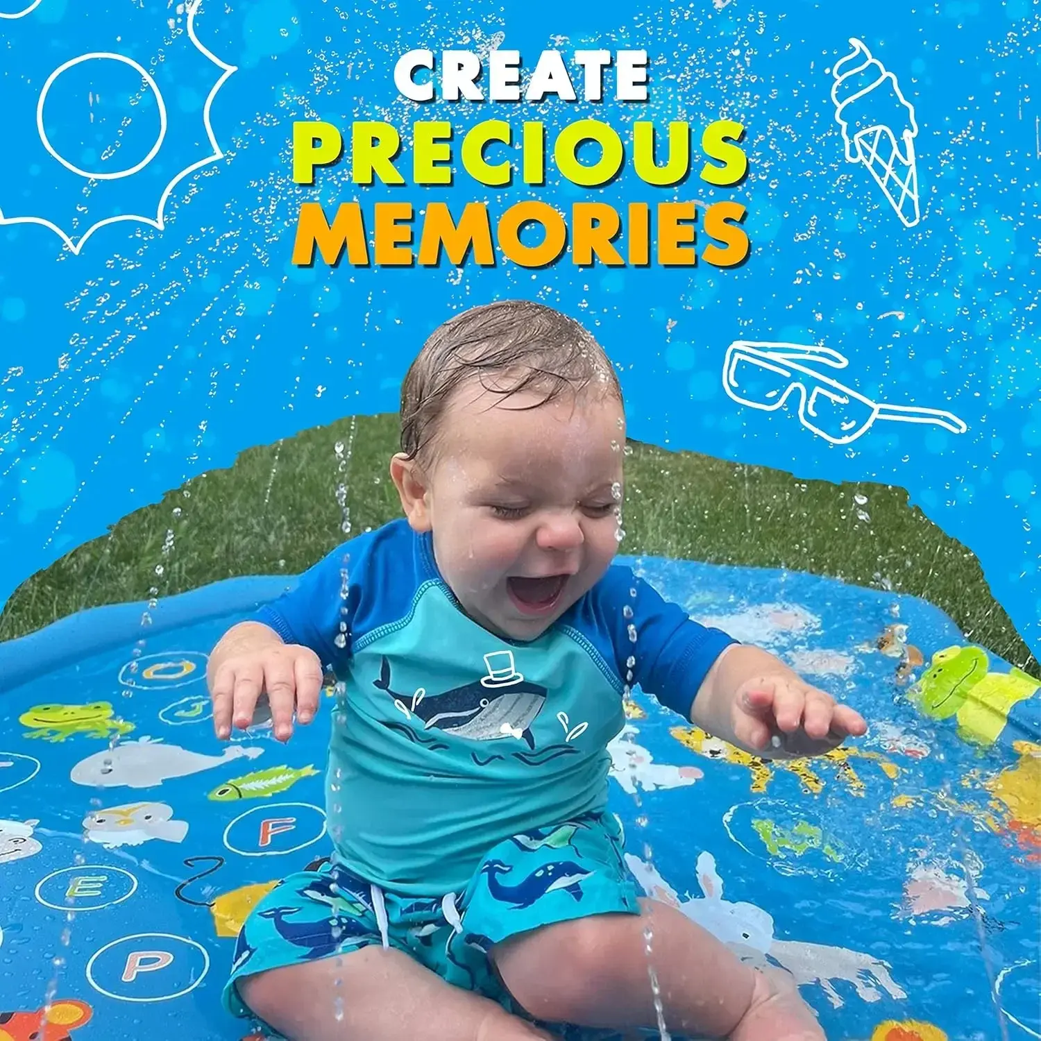 100CM Splash Pad Sprinkler for Kids Outdoor Water Toys Inflatable Splash Pad Children Outside Backyard Dog Sprinkler Pool