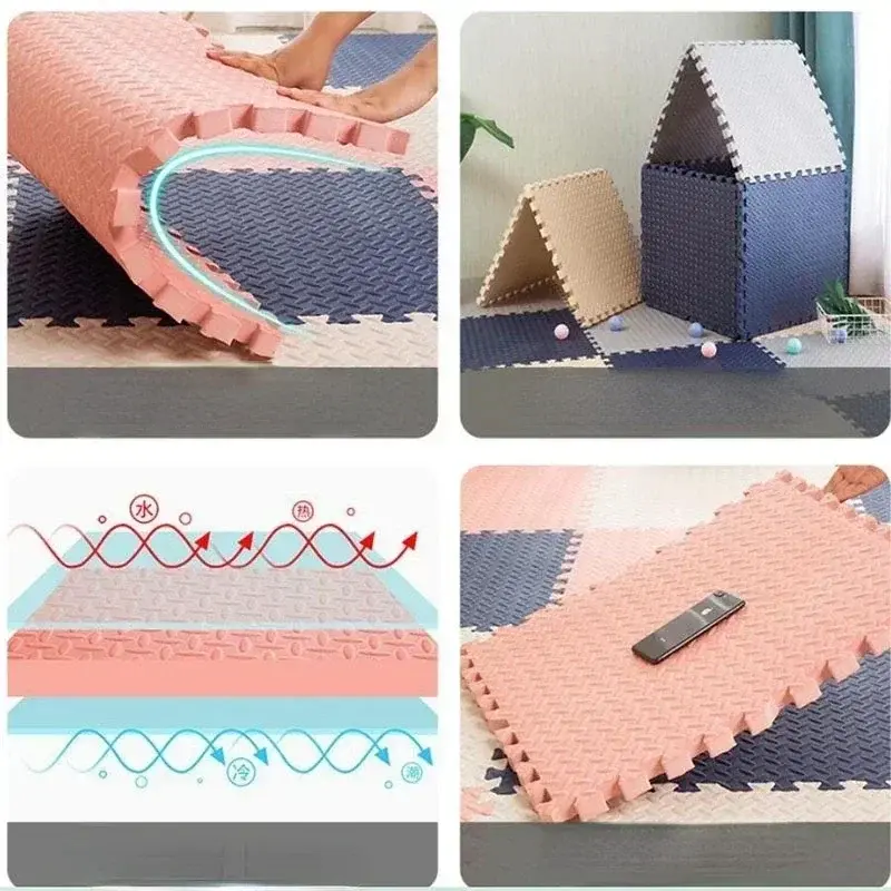 12Pcs Non-Slip Baby Puzzle Floor Kids Carpet Interlocking Exercise Rugs EVA Foam Play Mat for Children Blanket 30*30CM