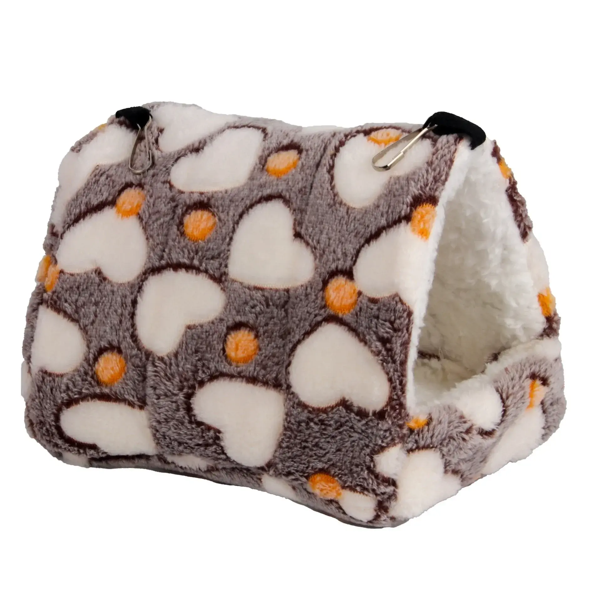 1Pcs Coral Fleece Printing Small Pet House Hanging Hamster Bed with Zip for Small Animals Squirrel Parrot Cotton Nest Winter Toy