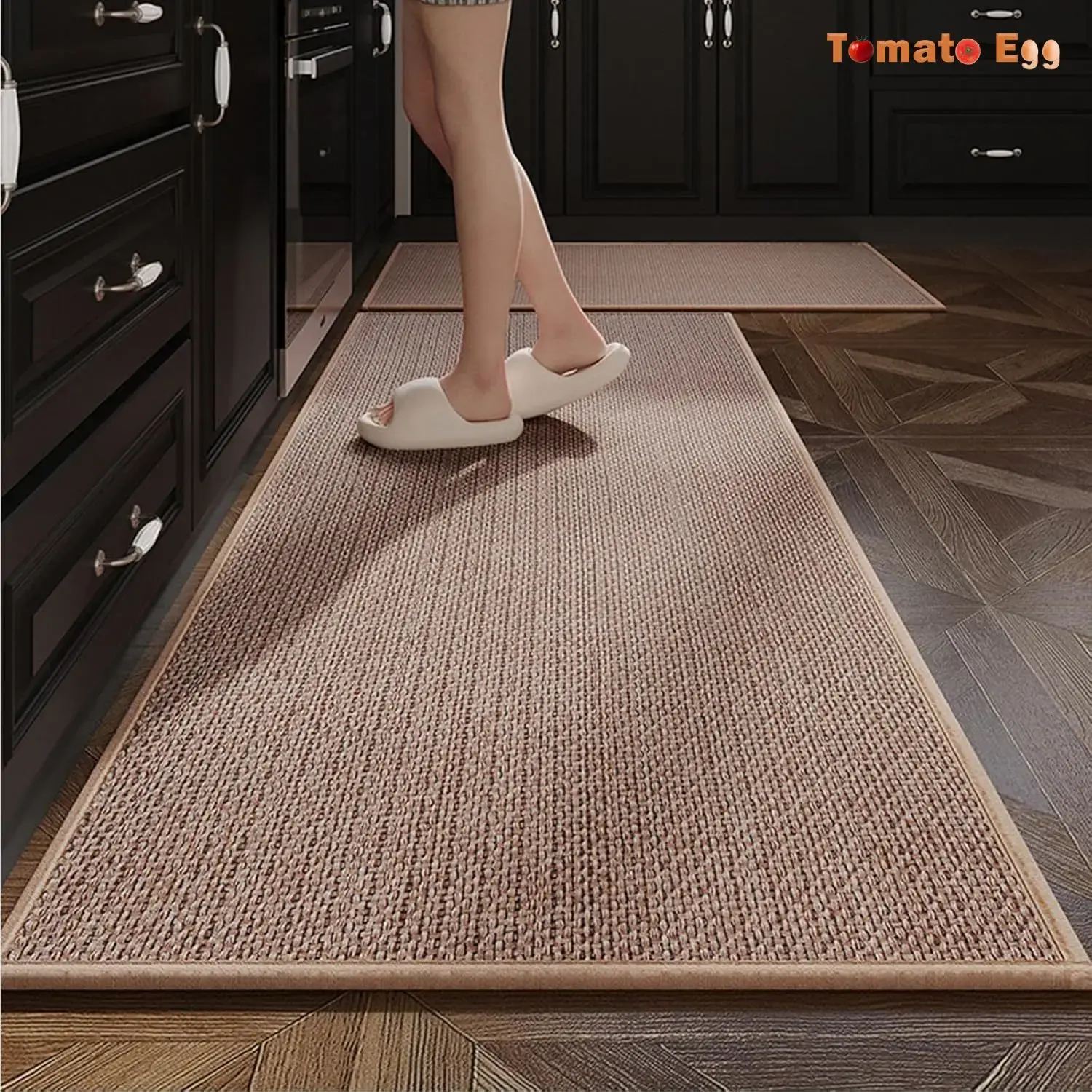 Washable Non-slip Kitchen Rug Faux Sisal Running Rug Linen Weave Kitchen Floor Mat Anti-slip Washed Rug Oil-resistant Durable