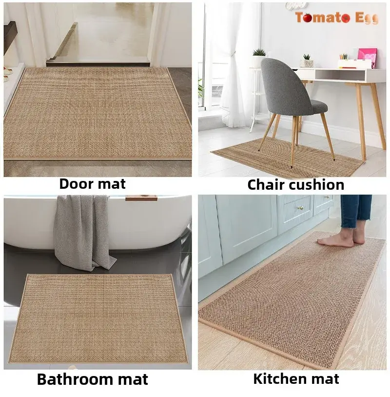 Washable Non-slip Kitchen Rug Faux Sisal Running Rug Linen Weave Kitchen Floor Mat Anti-slip Washed Rug Oil-resistant Durable
