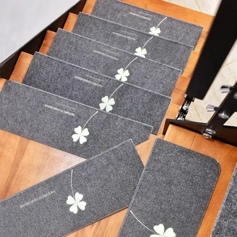 Luminous Soft Stair Stepping Mat Variety Pattern Self-adhesive Non-slip Water Absorption Stair Carpet Mat Protector Rug Mat