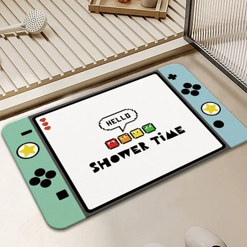 Cute Gaming Rug Cartoon Game Console Game Controller Floor Mats Ame Room Carpet Water Absorbing Quick Drying Foot Mat