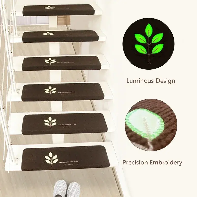 Luminous Soft Stair Stepping Mat Variety Pattern Self-adhesive Non-slip Water Absorption Stair Carpet Mat Protector Rug Mat