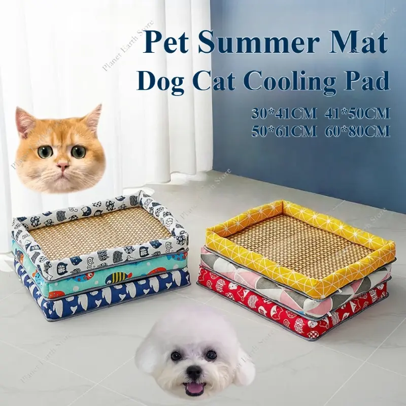 4 Size Pet Summer Mat Dog Cat Cooling Mat Sleeping Mat Cooling Pet Puppy Kennel Dog Cats Kitten Puppy Beds Cushion