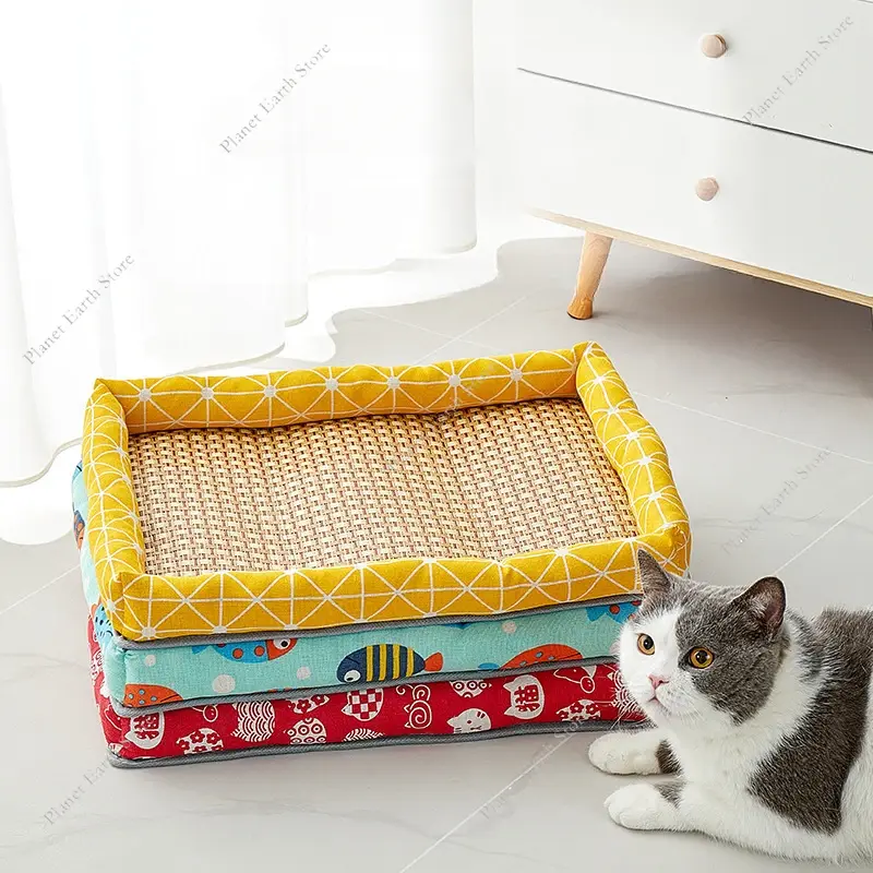 4 Size Pet Summer Mat Dog Cat Cooling Mat Sleeping Mat Cooling Pet Puppy Kennel Dog Cats Kitten Puppy Beds Cushion