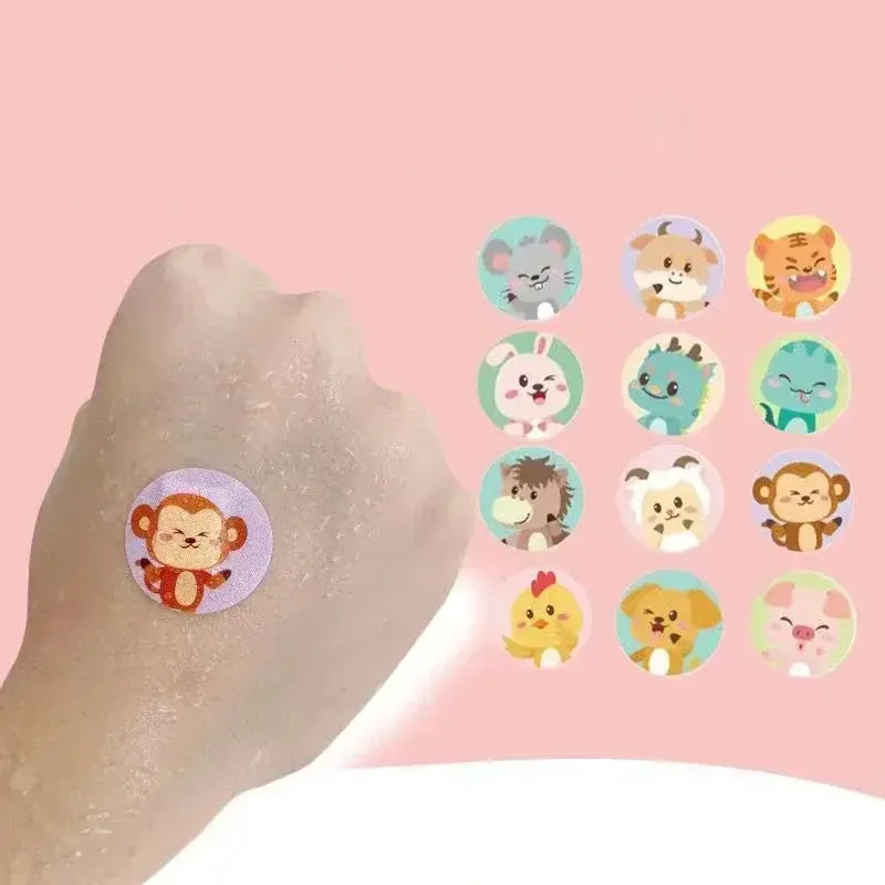 120Pcs/Lot Cartoon Animal Pattern Band Aid Hemostasis Adhesive Bandages for Kids Kawaii Round Shape Band Aid Patches New