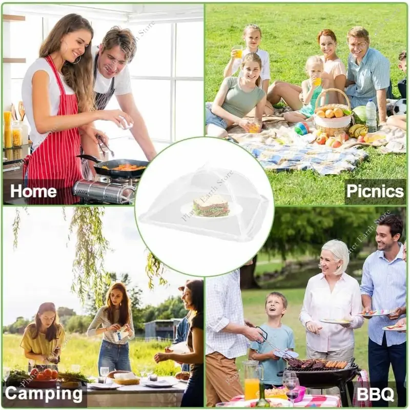 2025 1/4Pcs White Anti-fly Vegetable Cover Foldableable Mesh Food Cover Kitchen Foldable Food Mesh Cover Food Protection Gadget