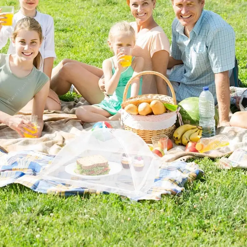 2025 1/4Pcs White Anti-fly Vegetable Cover Foldableable Mesh Food Cover Kitchen Foldable Food Mesh Cover Food Protection Gadget