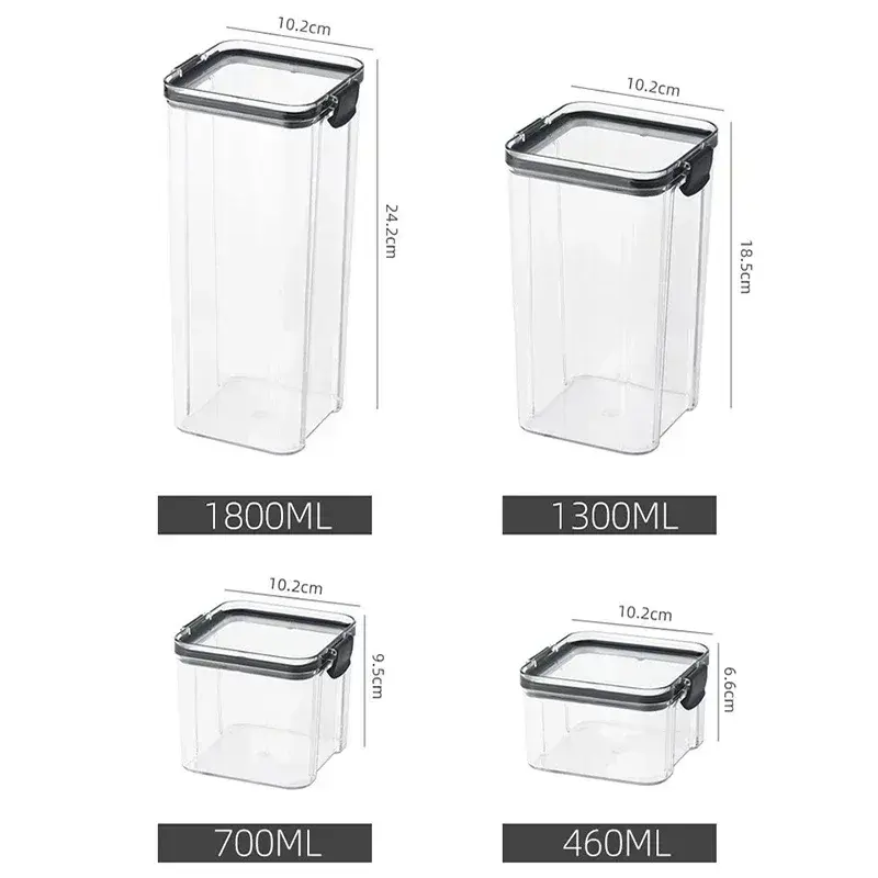 460-1800ML Sealed Jars Kitchen Grain Storage Organizer Large Tank Plastic Moisture-proof Storage Box Household Seasoning Jars