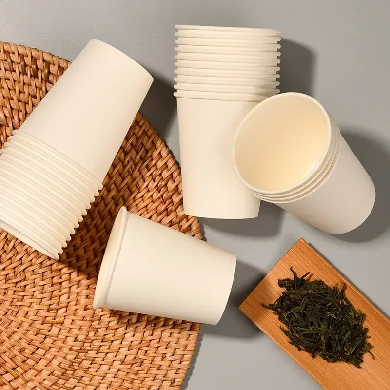 50/100PCS 210/250ml Disposable Small Paper Cups Supermarket Tasting Party Snack Packaging Office Coffee Drinks Mouthwash Cups