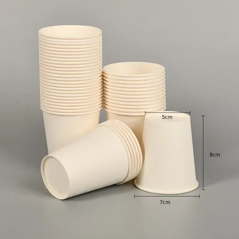 50/100PCS 210/250ml Disposable Small Paper Cups Supermarket Tasting Party Snack Packaging Office Coffee Drinks Mouthwash Cups
