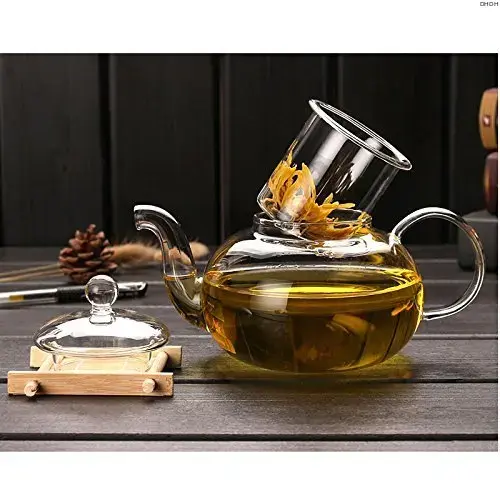 1000ML High Quality Heat Resistant Glass Tea Pot Practical Bottle Flower Tea Cup Glass Teapot with Infuser Tea Leaf Herbal
