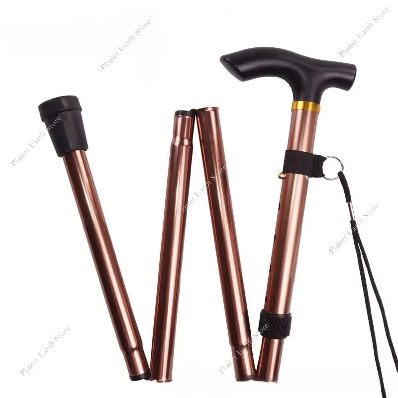 82-92CM Multifunction Walking Stick Four-section Telescopic Folding Aluminum Alloy Climbing Cane Elderly Cane Hiking Cane