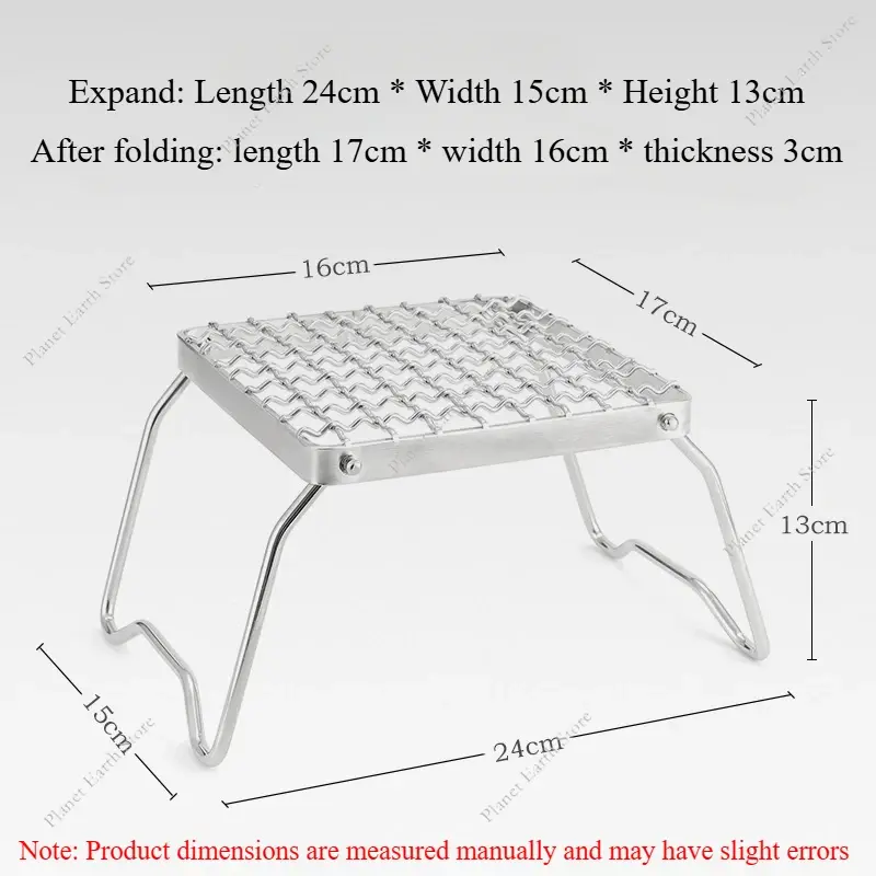 Folding Campfire Grill Stainless Steel Portable Multifunctional Summer Camping Outdoor Wood Stove Stand Picnic Barbecue Tool