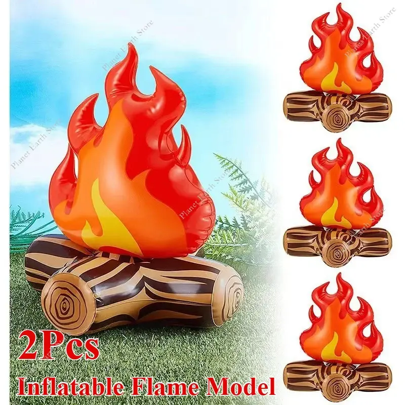 2Pcs Inflatable Fake Campfire Camping Props Bonfire Party Decor Campfire Party Decorations Camping Props Bonfire Indoor Outdoor