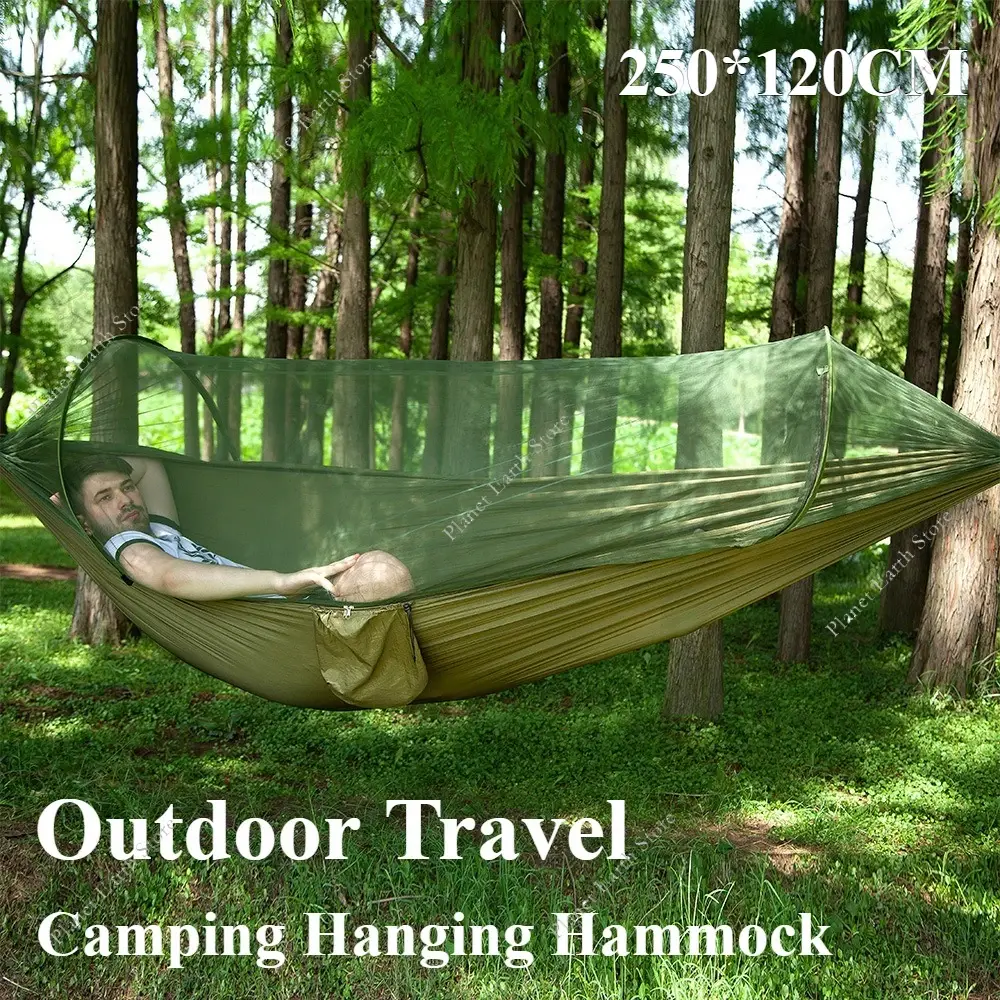 2025 Portable Travel Outdoor Single Camping Hanging Sleeping Hammock with Mosquito Net Camping Hammock Hanging Sleeping Hammock