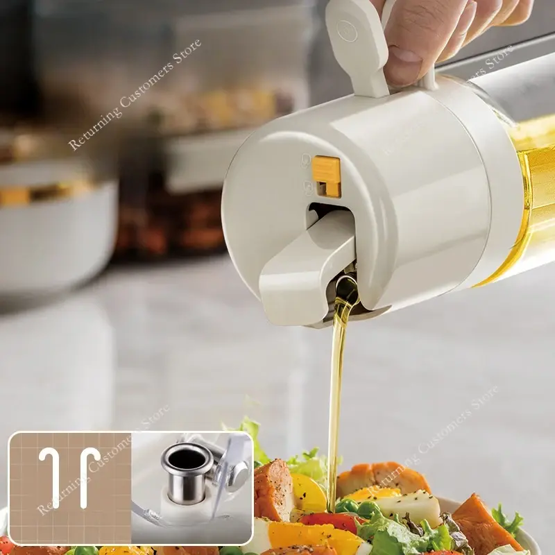 2 in 1 Glass Oil Sprayer 500ML Spray Bottle Oil Dispensers Olive Oil Sprayer Mister for Air Fryer Salad Baking Sprayer Tools