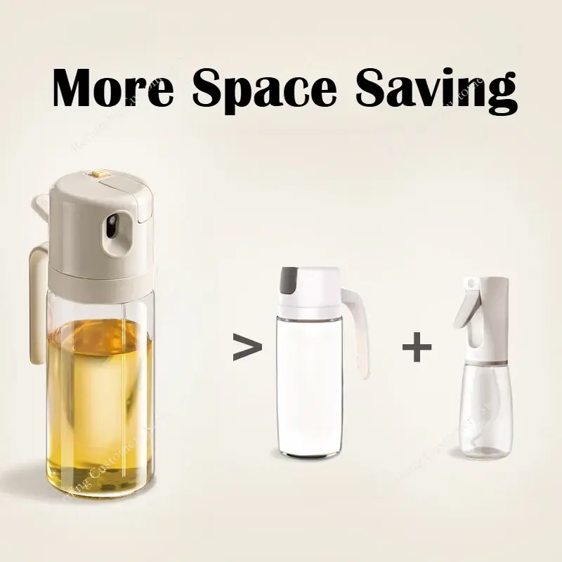 2 in 1 Glass Oil Sprayer 500ML Spray Bottle Oil Dispensers Olive Oil Sprayer Mister for Air Fryer Salad Baking Sprayer Tools