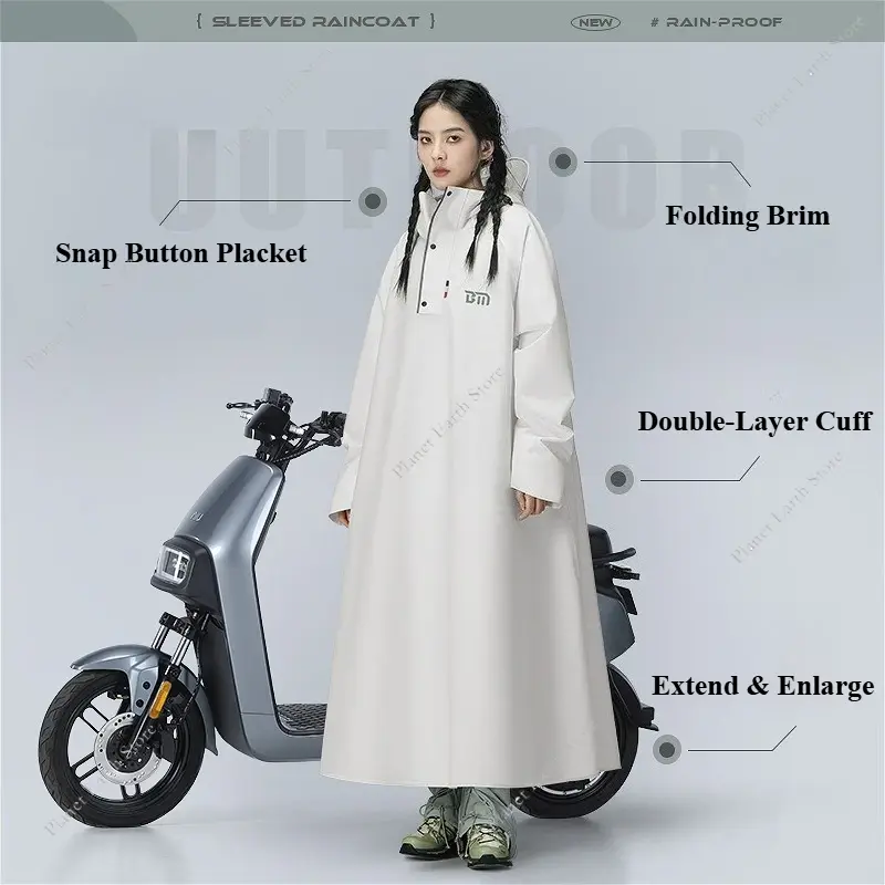 1PC Thickened Adult Waterproof Cycling Raincoat Durable Electric Car Rain Coat for Men & Women Riding Gear Long Raincoat