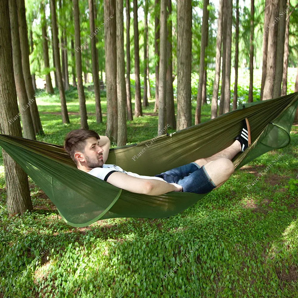 2025 Portable Travel Outdoor Single Camping Hanging Sleeping Hammock with Mosquito Net Camping Hammock Hanging Sleeping Hammock