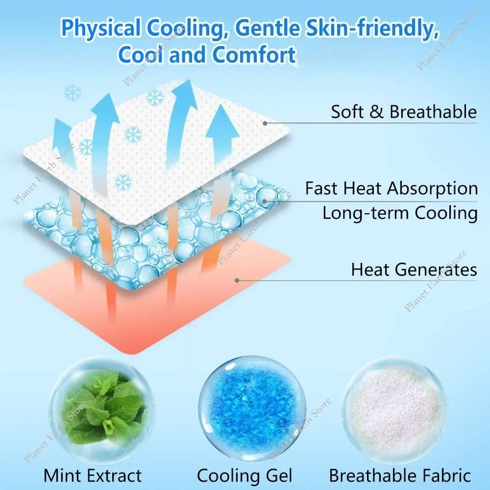 20/30PCS Cooling Patches for Fever Discomfort Cooling Fever Reducer Color Summer Ice Cool Patch Cold Compress Stickers 2Pcs/Bag