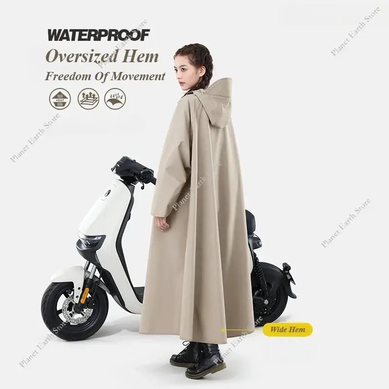 2025 1PC Thickened Adult Motorcycle Raincoat Waterproof Extended Full Body Motorcycle Raincoat Riding Electric Bike Rain Coat