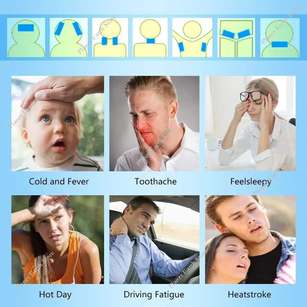 20/30PCS Cooling Patches for Fever Discomfort Cooling Fever Reducer Color Summer Ice Cool Patch Cold Compress Stickers 2Pcs/Bag