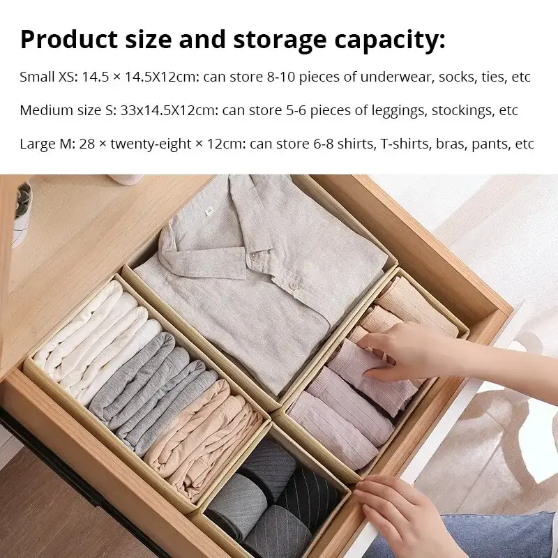 6Pcs/1Set Underwear Storage Box Foldable Non-woven Storage Box Underwear Bra Socks Drawer Storage Finishing Box Organizer Box