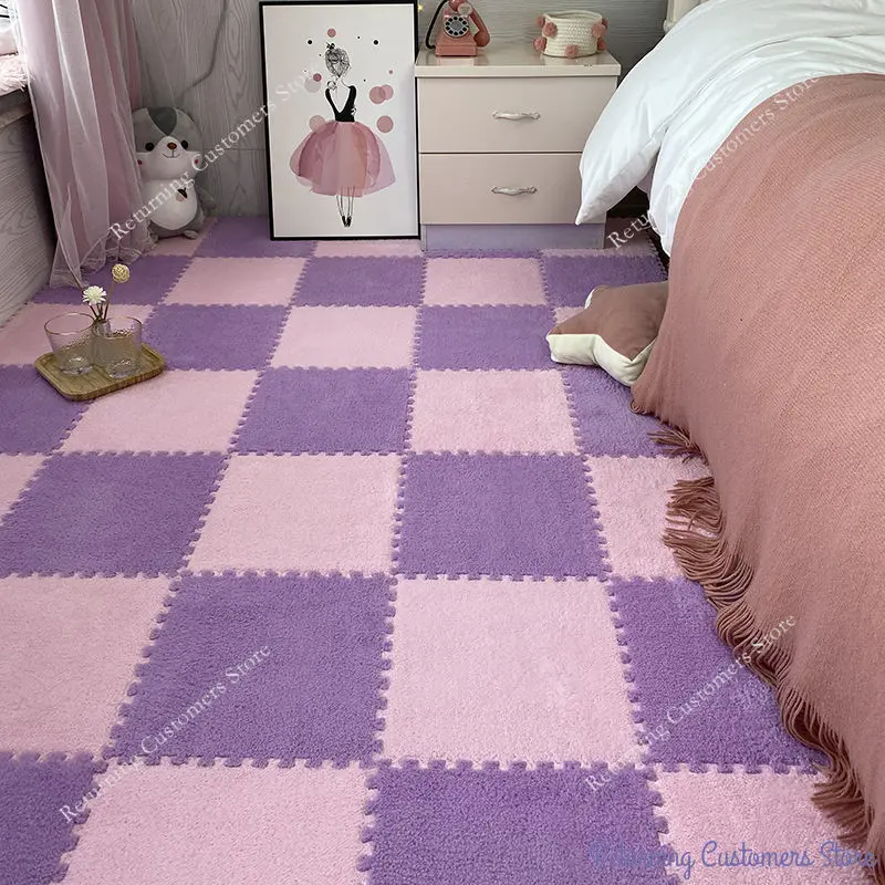 30x30cm Soft Plush Puzzle Foam Floor Mat Children Kids Rug Play Mat Puzzle Carpet Warm Playmat Carpet Decoration Mat 10/20Pcs