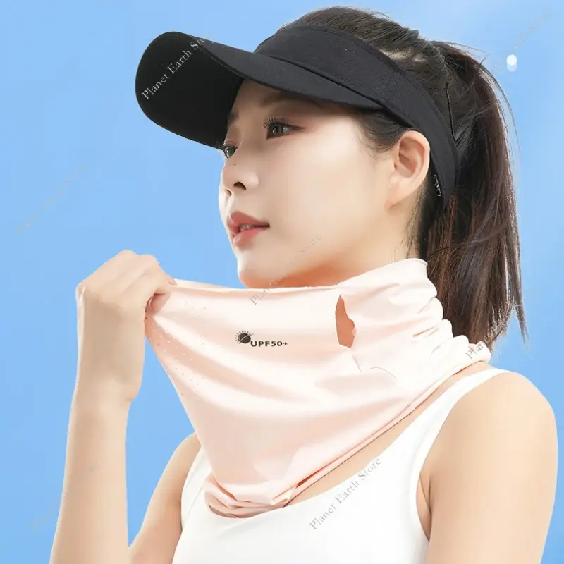 New Summer Womens Soft Ice Silk Face Mask Scarf Sun Protection Breathable Sunscreen Neckline Face Cover for Cycling Hiking