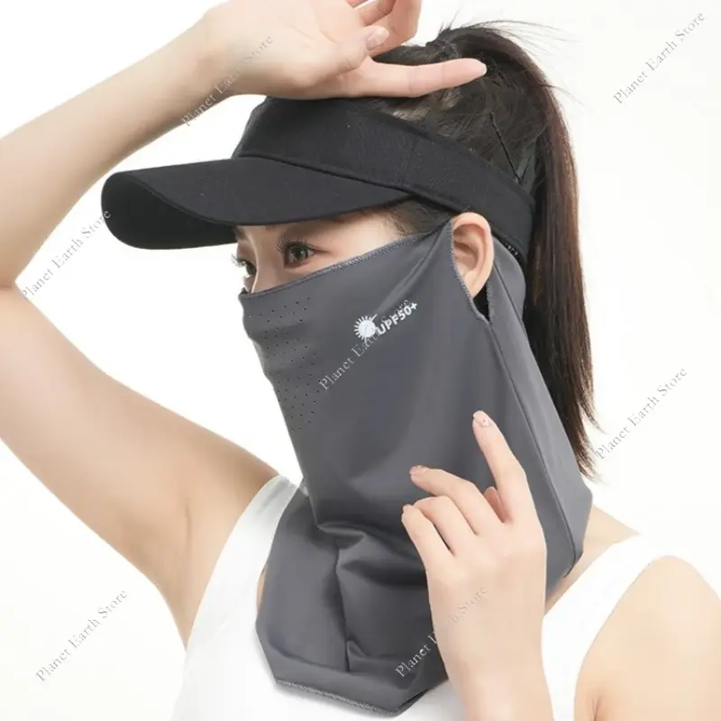 New Summer Womens Soft Ice Silk Face Mask Scarf Sun Protection Breathable Sunscreen Neckline Face Cover for Cycling Hiking