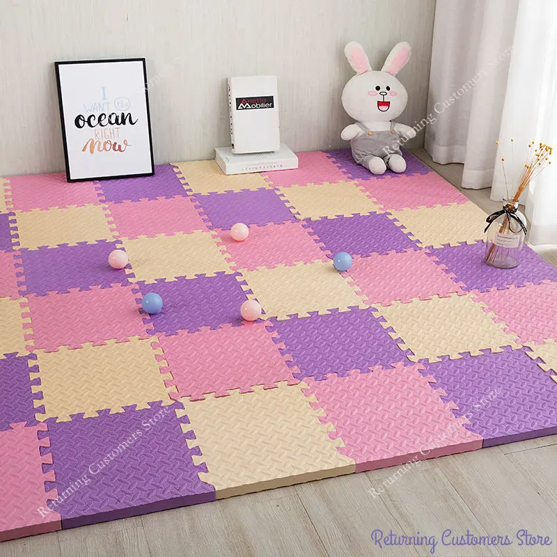 16PCS Solid Color Baby Children's Room Game Mat Baby Play Mats EVA Foam Puzzle Mat Baby Room Interlock Floor Rugs 30*30*1CM