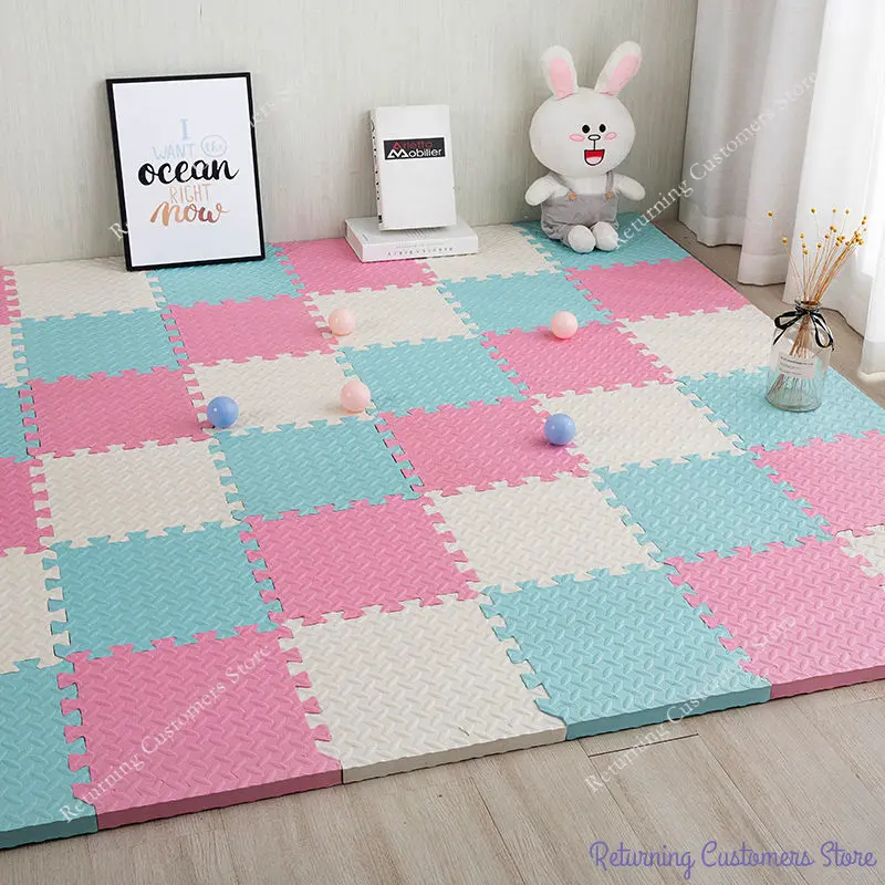 16PCS Solid Color Baby Children's Room Game Mat Baby Play Mats EVA Foam Puzzle Mat Baby Room Interlock Floor Rugs 30*30*1CM