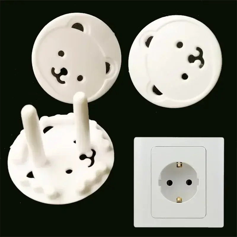 8Pcs Bear Socket Electrical Outlet Baby Kids Child Safety Guard Protection Anti Electric Shock Plugs Protector Cover Protection