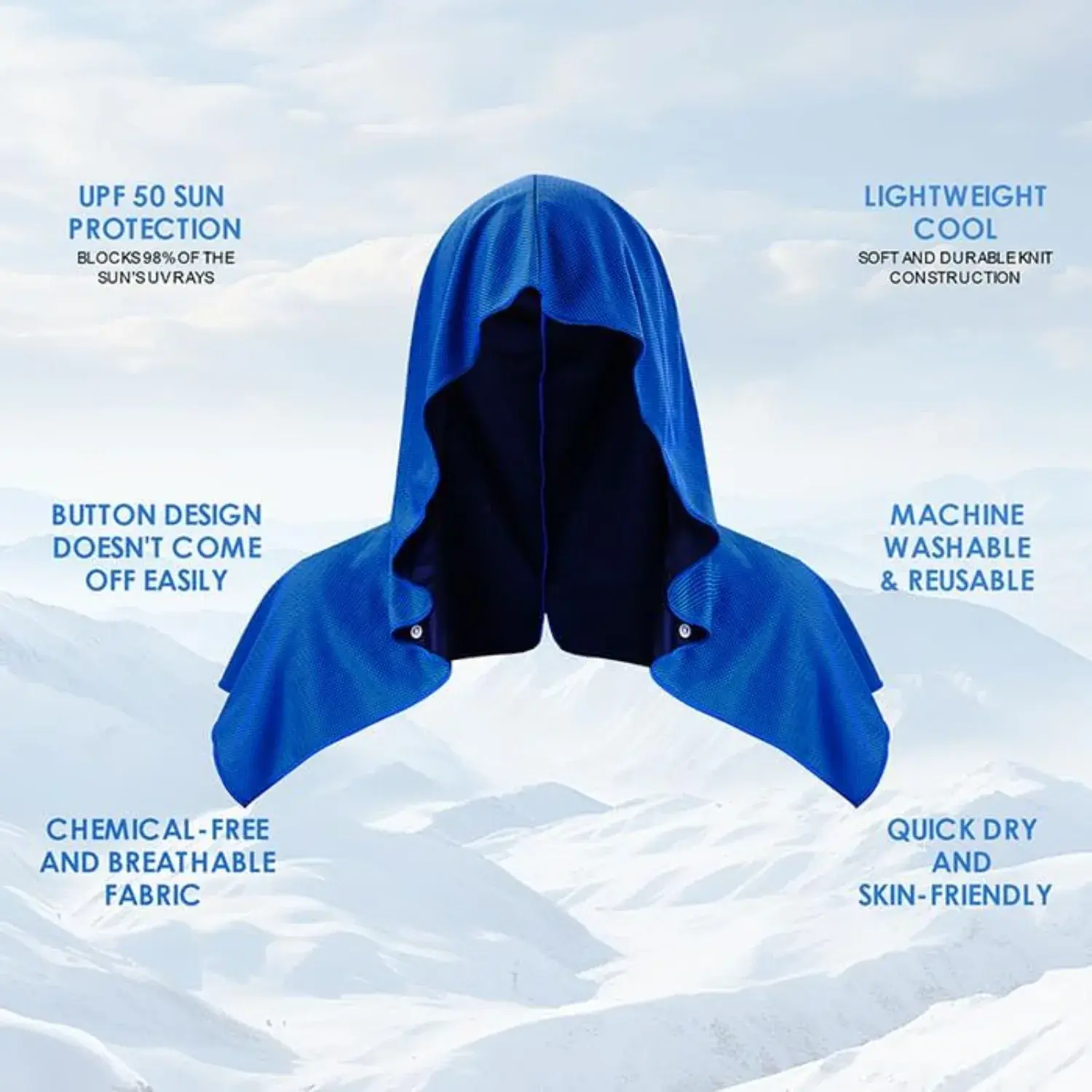 Cooling Hoodie Towel  Cooling Towels for Neck and Face UV Protection Cooling Neck Wraps Sport Workout Cycling Cooling Towel