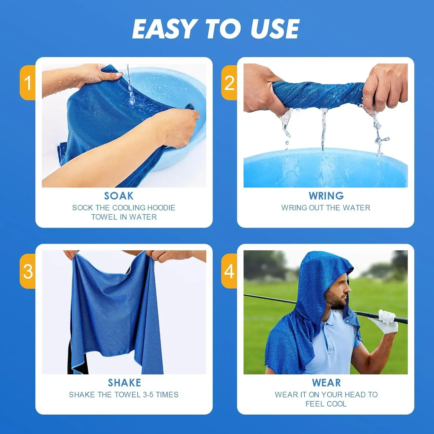 Cooling Hoodie Towel  Cooling Towels for Neck and Face UV Protection Cooling Neck Wraps Sport Workout Cycling Cooling Towel