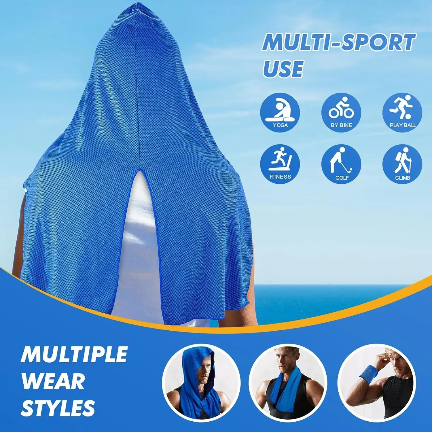 Cooling Hoodie Towel  Cooling Towels for Neck and Face UV Protection Cooling Neck Wraps Sport Workout Cycling Cooling Towel