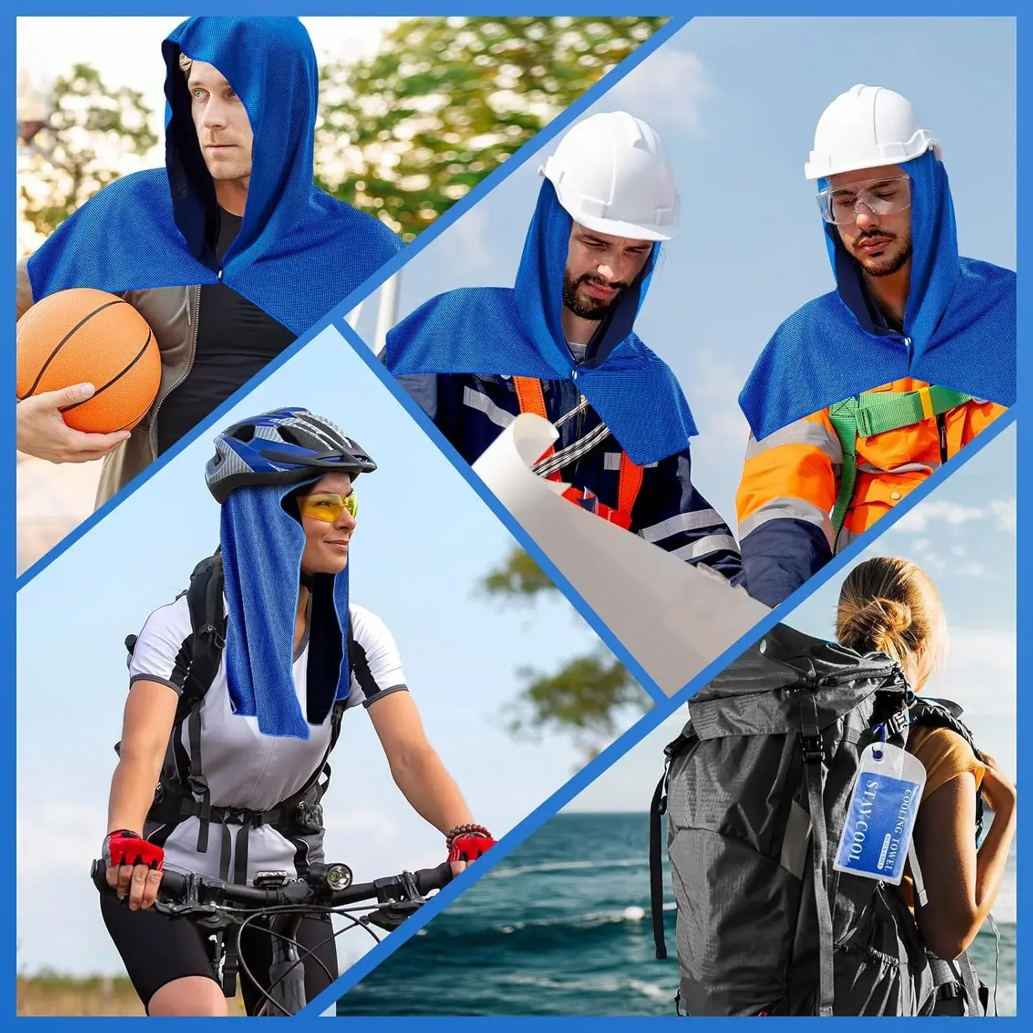 Cooling Hoodie Towel  Cooling Towels for Neck and Face UV Protection Cooling Neck Wraps Sport Workout Cycling Cooling Towel
