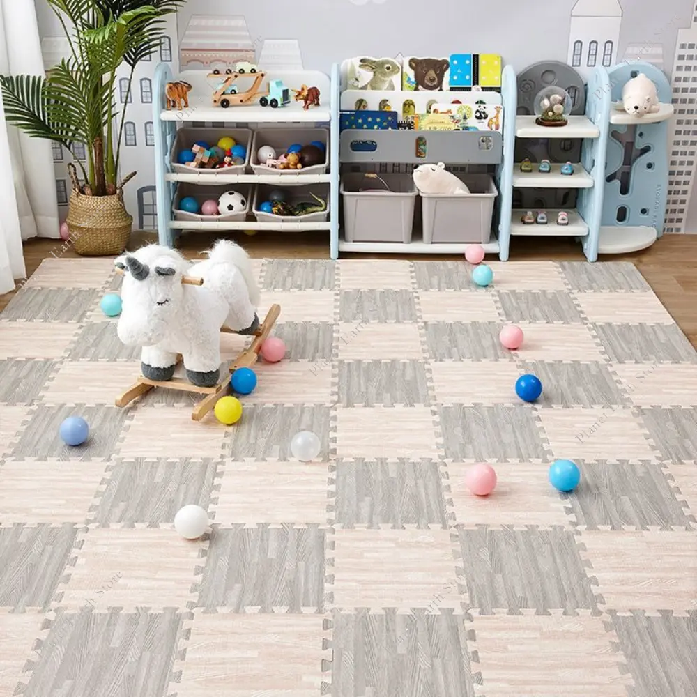 Wood Grain Puzzle Mat for Children 4/8/12Pcs Foam Baby Play Mats Baby Activity Gym Puzzle Mat Children Playroom Mat 30x30x1CM