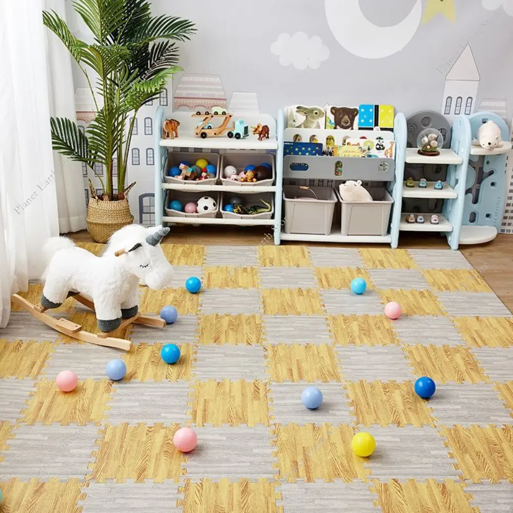 Wood Grain Puzzle Mat for Children 4/8/12Pcs Foam Baby Play Mats Baby Activity Gym Puzzle Mat Children Playroom Mat 30x30x1CM