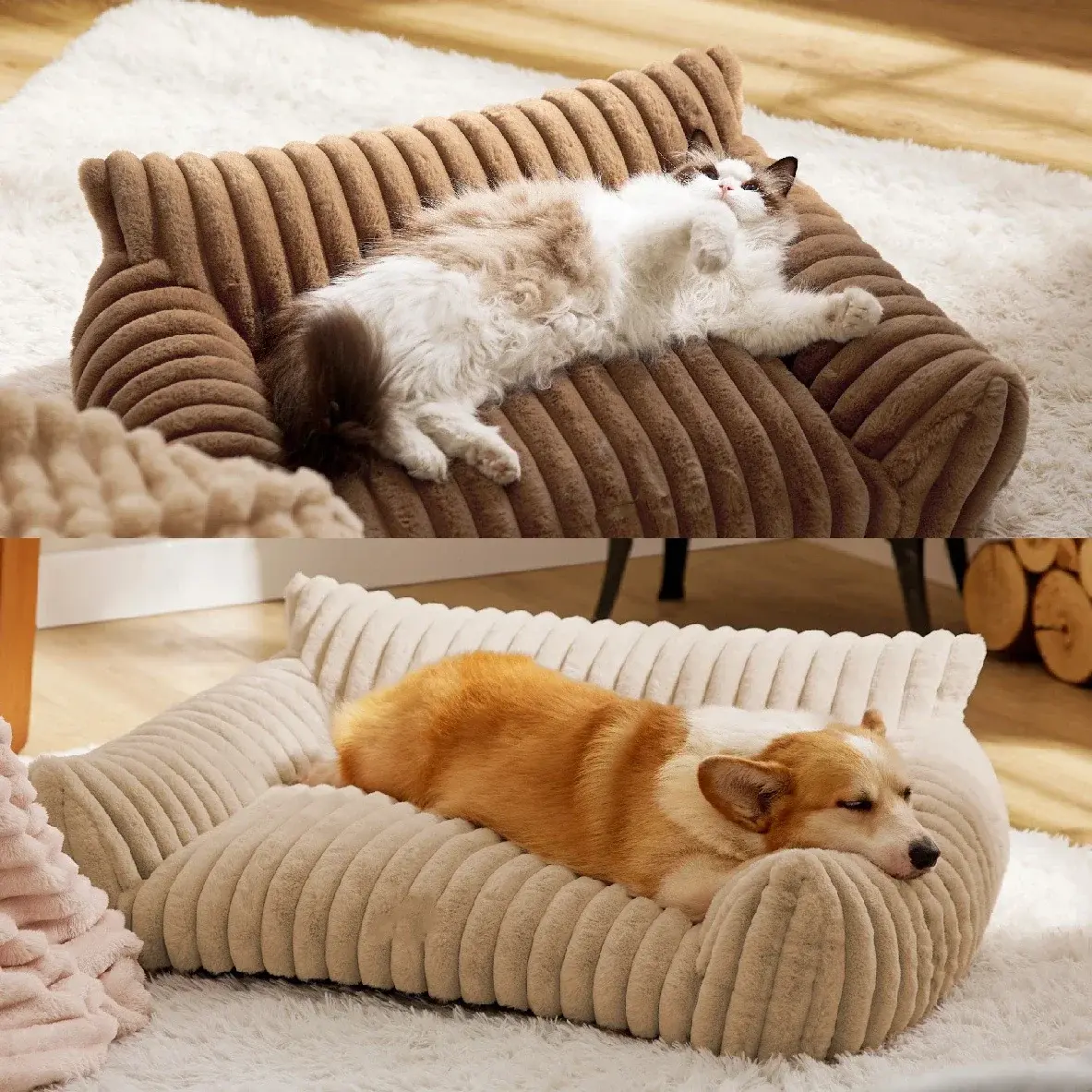 Luxury Cat Bed Sofa Winter Warm Cat Nest Pet Bed for Small Medium Dogs Cats Comfortable Plush Puppy Bed Pet Supplies Winter Sofa