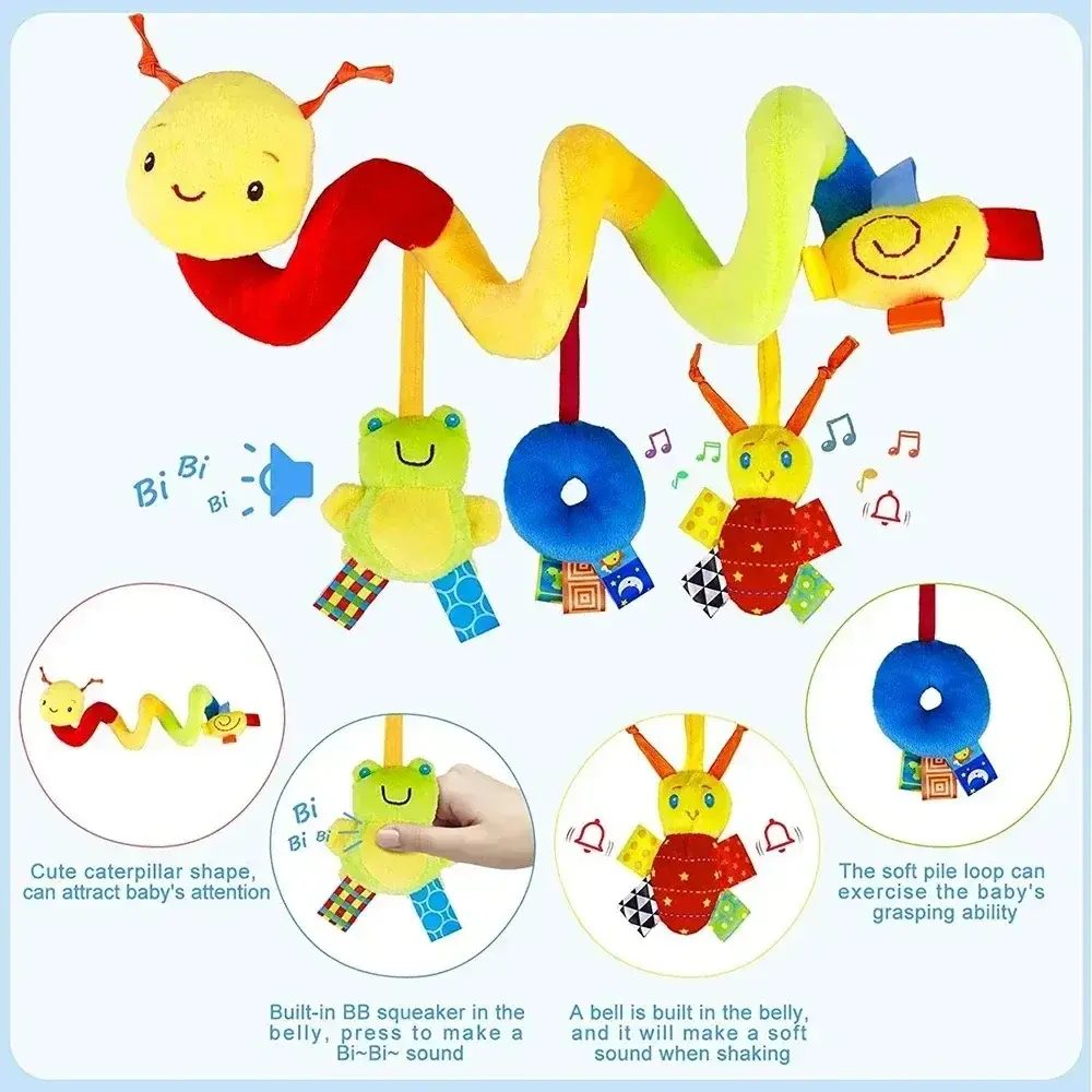 Baby Crib Hanging Rattles Toys Car Seat Toy Soft Mobiles Stroller Crib Cot Spiral Toy Pram Hanging Dolls for Baby Newborn Gift