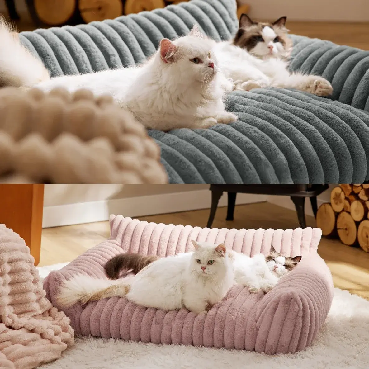Luxury Cat Bed Sofa Winter Warm Cat Nest Pet Bed for Small Medium Dogs Cats Comfortable Plush Puppy Bed Pet Supplies Winter Sofa